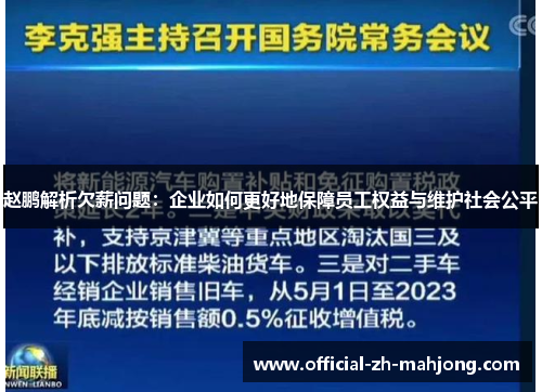 赵鹏解析欠薪问题：企业如何更好地保障员工权益与维护社会公平